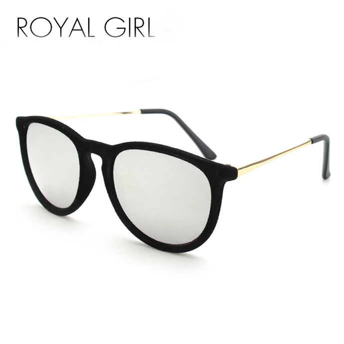 ROYAL GIRL New Round Sunglasses Women Velvet sunglasses Men Women Vintage Keyhole Glasses Oculos De Sol Retro Sun glass SS067