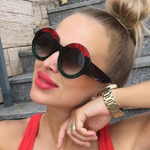 Fashion round Sunglasses Women Vintage Brand Designer Big Mirror Sun Glasses